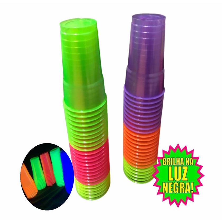 400 Copos Neon Festa Balada Descartavel 300 Ml Premium em Oferta na Shopee