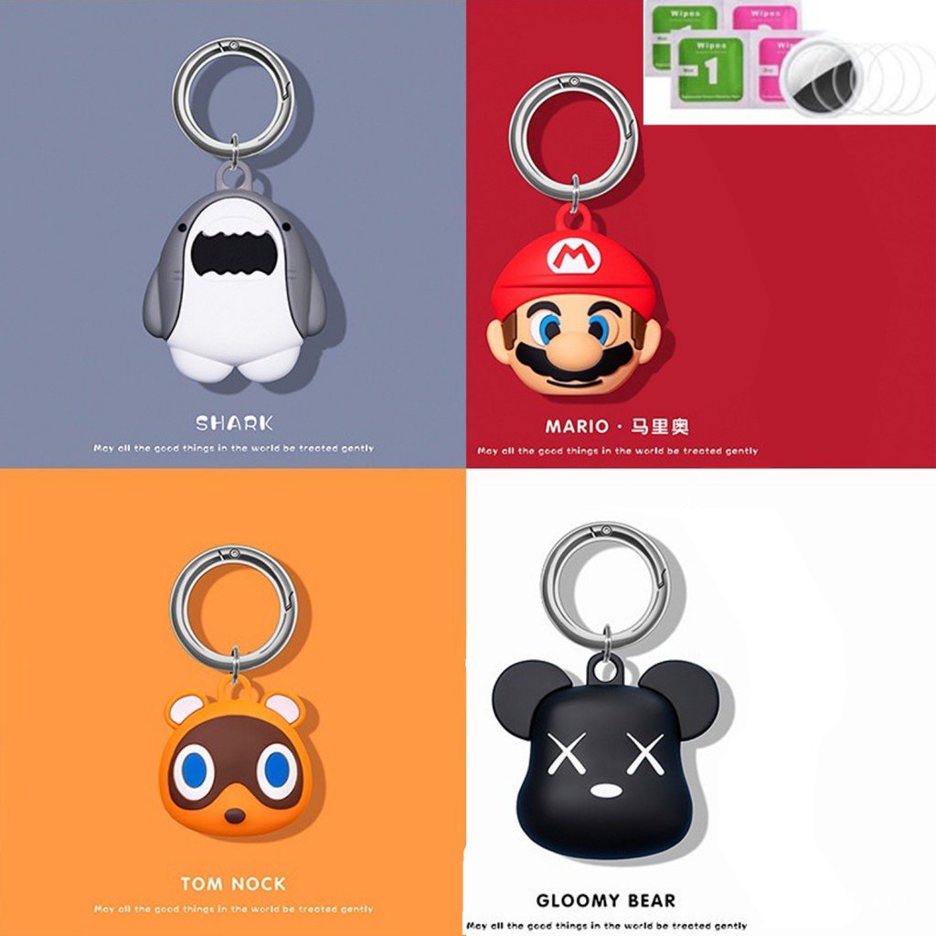 Capa de silicone fofa para AirTag , capa protetora de pele, design de biscoitos de desenhos animados em 3D, chaveiro em Oferta na Shopee