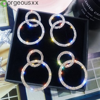 Brincos De Moda Grande E Pequeno Círculo Longo Angular Brinco Coreano Zircon Flash Geométrico Para Jóias Femininas