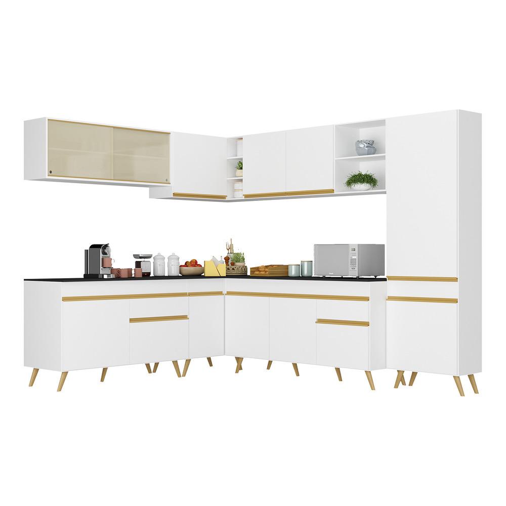 Cozinha Completa de Canto Veneza GW Multimóveis MP2065 com Armário e Balcão Branca em Oferta na Shopee