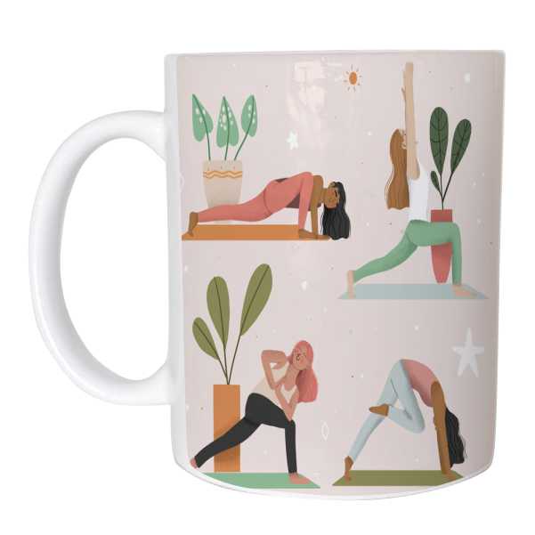 Asanas Caneca Porcelana Posições Posturas Yoga. Presente iogi Ioga