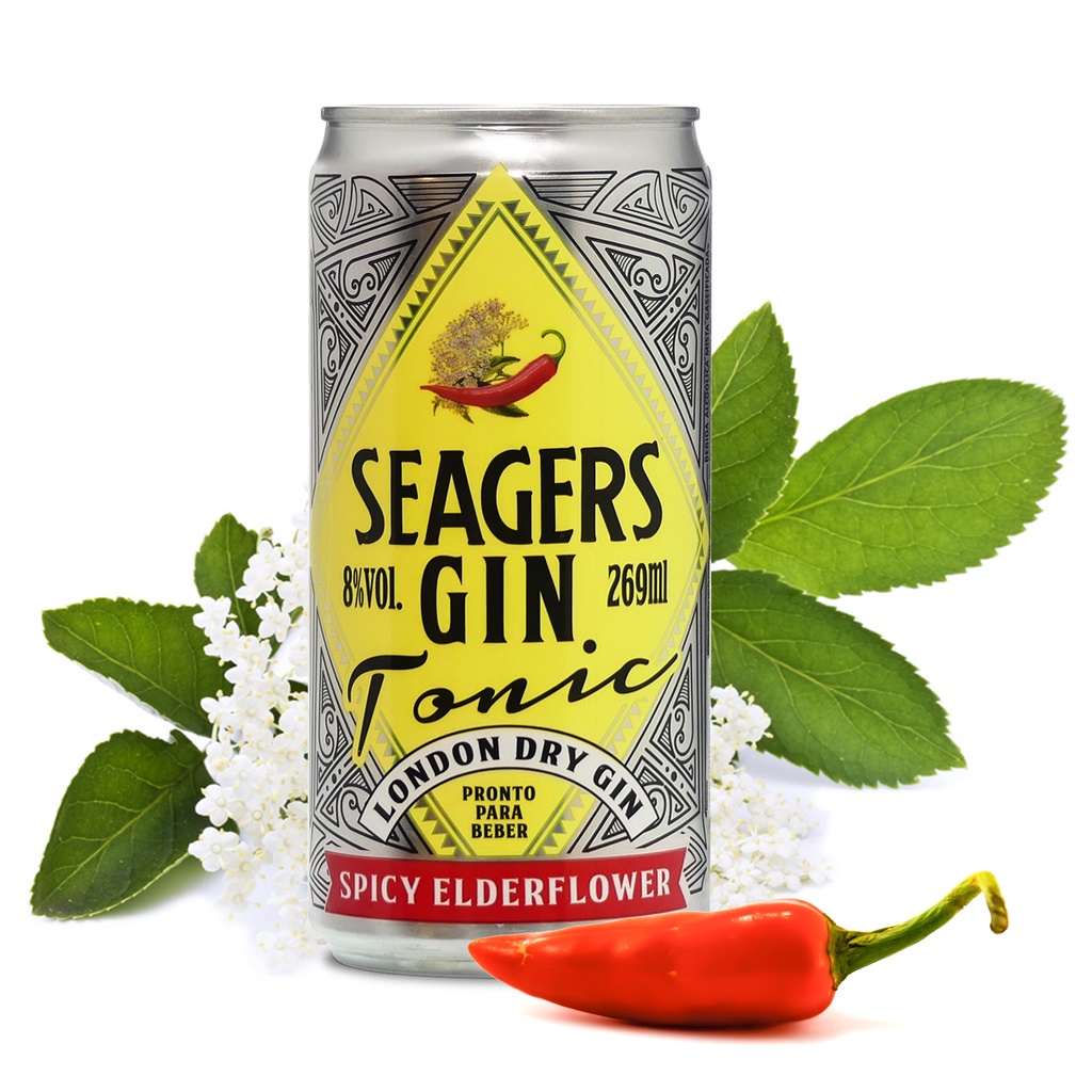Seagers Gin Tonic - Spicy Eldeflower - 269ml Kit c/ 6 latas - Food & Beverages