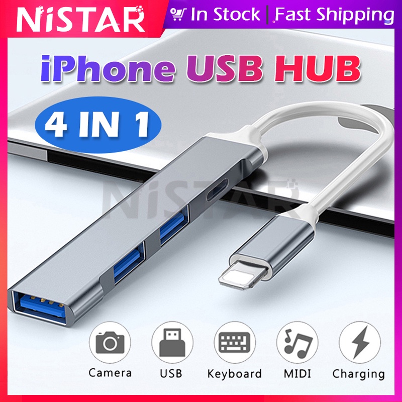 Estação De Acoplamento 4 Em 1 USB3.0 Para iPhone 14 13 pro max lightning Adaptad