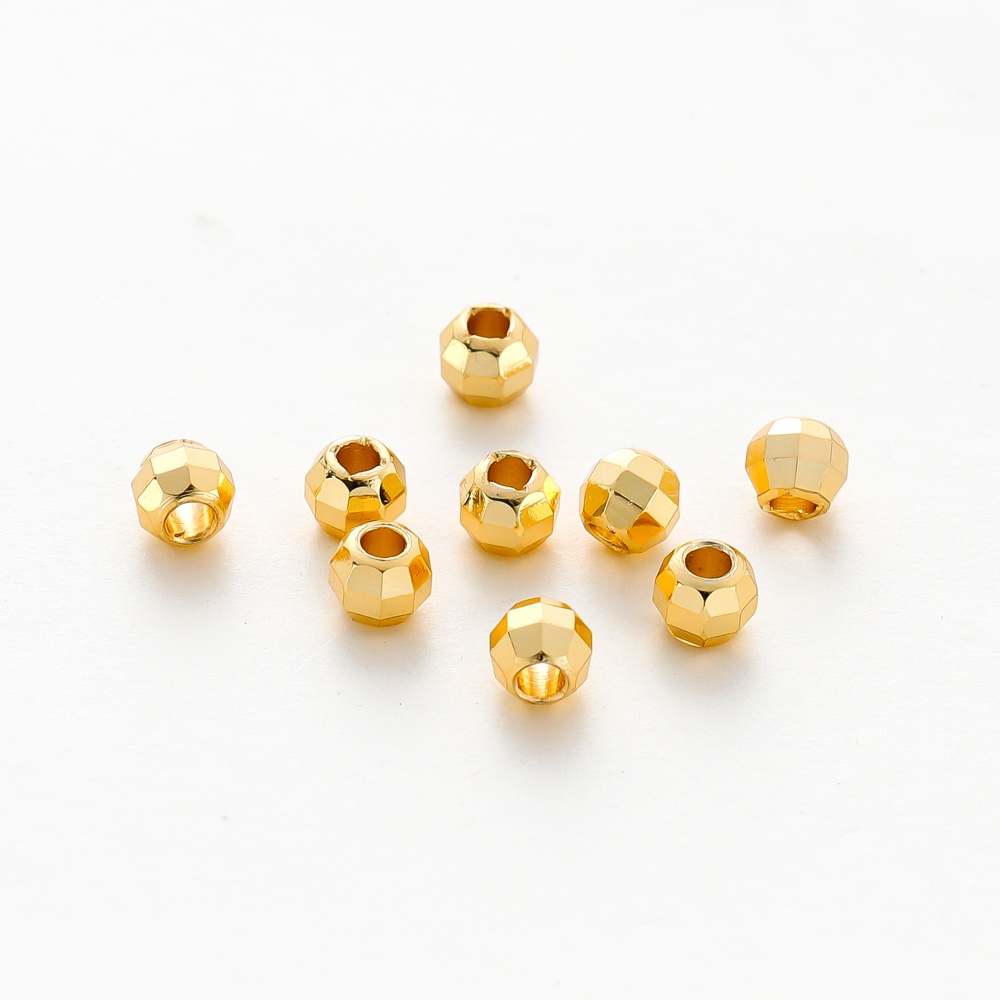 St. kunkka 100pcs 2-4mm 18K Preservação da cor Contas de Discoteca de Ouro Real Facetadas Contas de Espaçadores Ocas Fabricadas para Jóias