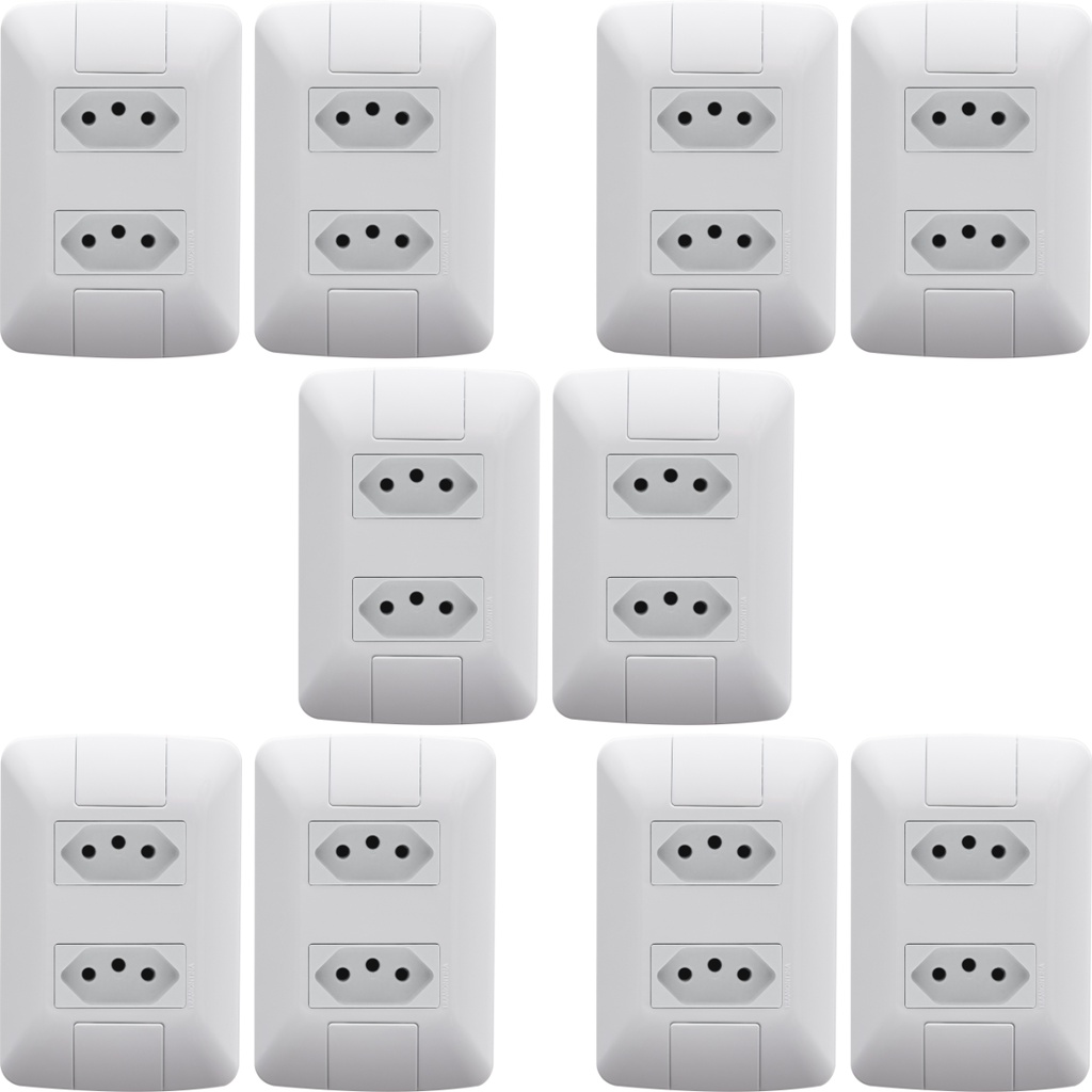 Kit 10 Tomadas Dupla 2P+T Tramontina Aria 10 A 250 V