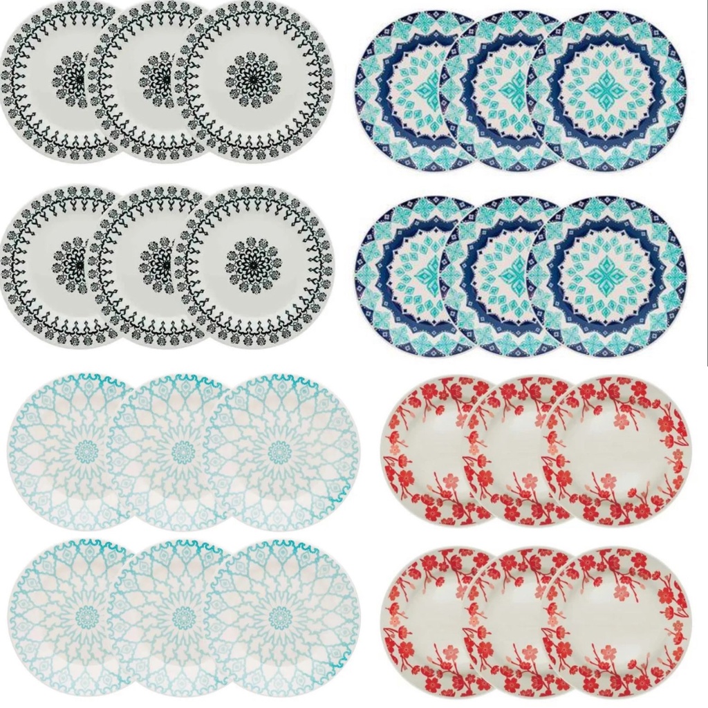 Jogo de prato fundo em cerâmica 6 unidades - oxford. Biona