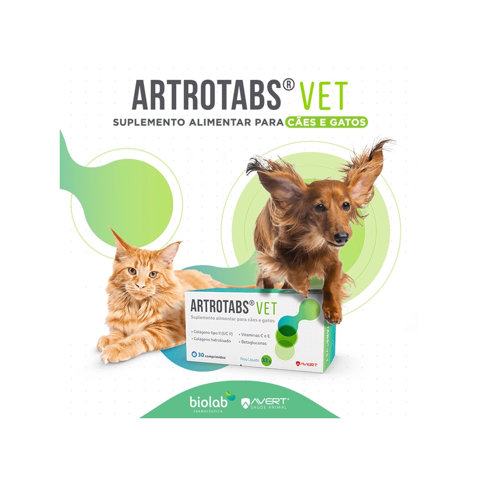 Detalhes do Artrotabs Vet 33g Suplemento Alimentar Com 30 Comprimidos