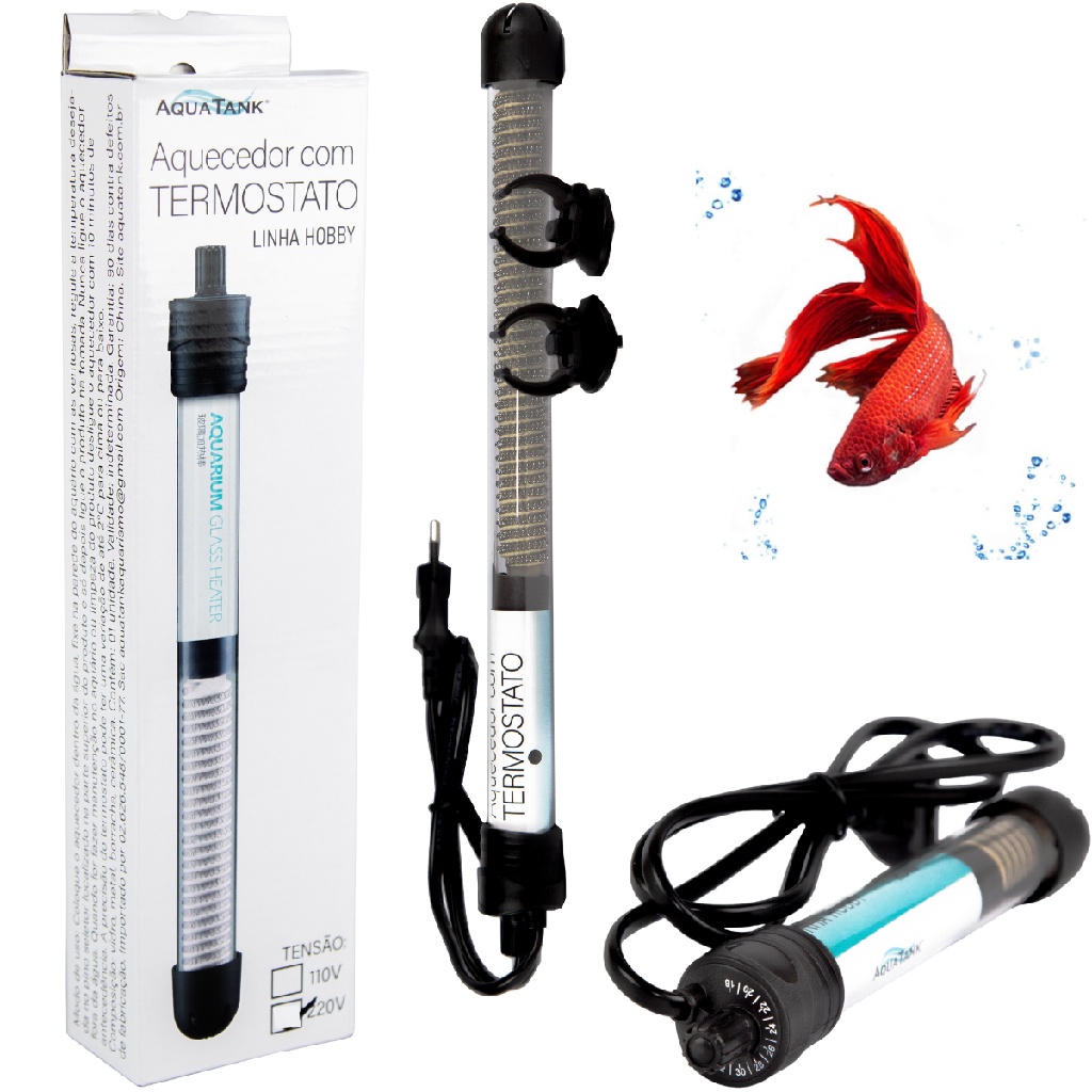 Termostato Aquatank com Aquecedor 100w Para Aquários de até 100 litros hobby