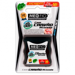 Fio Dental Carvão Ativado Slide Black 50m c/ 24 unidades - Medfio