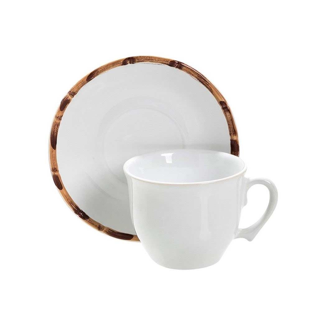 Jogo 4 Xícaras de Café com Pires 100ml Bambu 1ª Linha Scalla