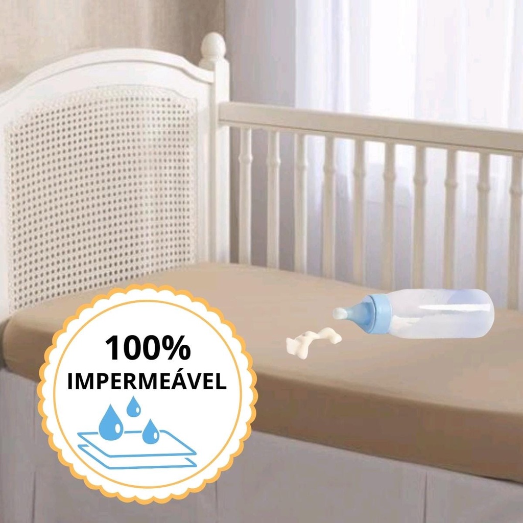 Lençol Protetor Siliconado Impermeável Elástico Para Colchão de Berço Padrão Capa Protege Urina Bebe