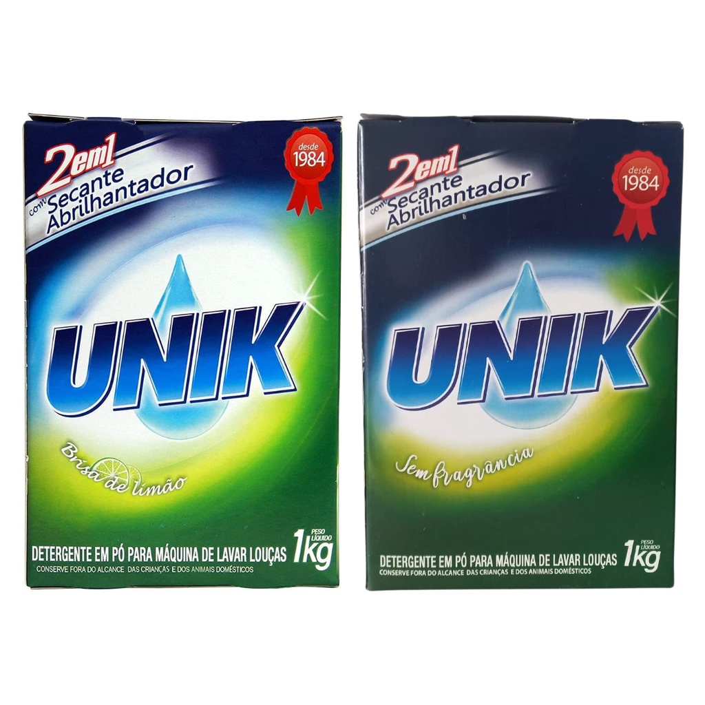 Kit 2 Detergente Para Lava-louças Unik Em Po Em Caixa 1 Kg