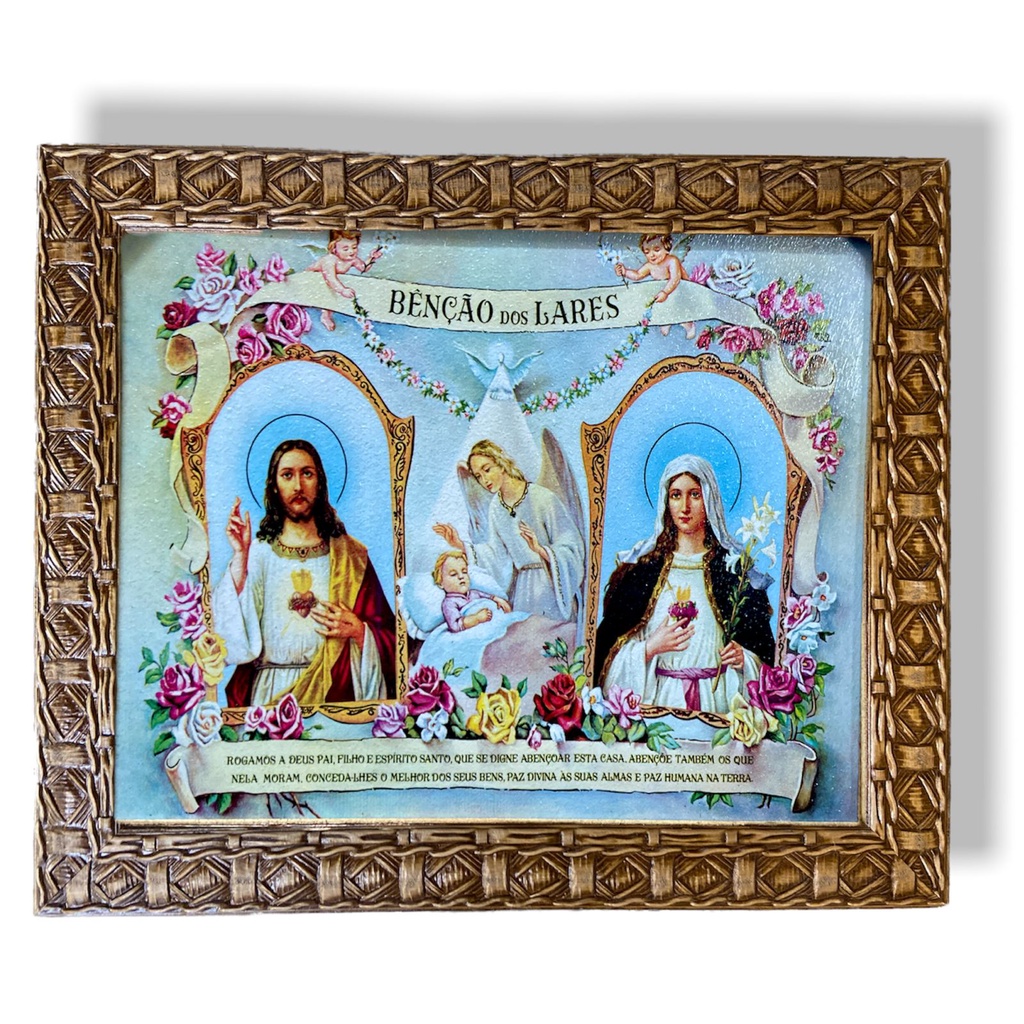 Quadro Benção Dos Lares Parede Decorativo Resinado 25x30