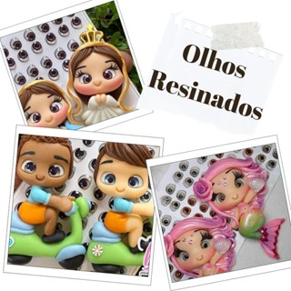 Olho Adesivo resinado KIT 3 a 10 cartelas para biscuit, feltro e EVA em Oferta na Shopee