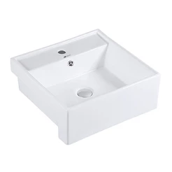 Cuba Cerâmica Lavabo Banheiro Em Louça Semi-encaixe 41,5x41 Branca Tubrax - BAB0006