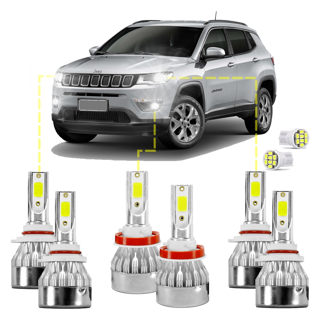 Kit Ultra Led Jeep Compass 2017/2021 20000 Lúmens 6500k em Oferta na Shopee