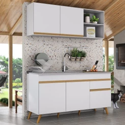 Armário de Cozinha Compacta Gourmet Veneza Multimóveis MP2142.156 Branco
