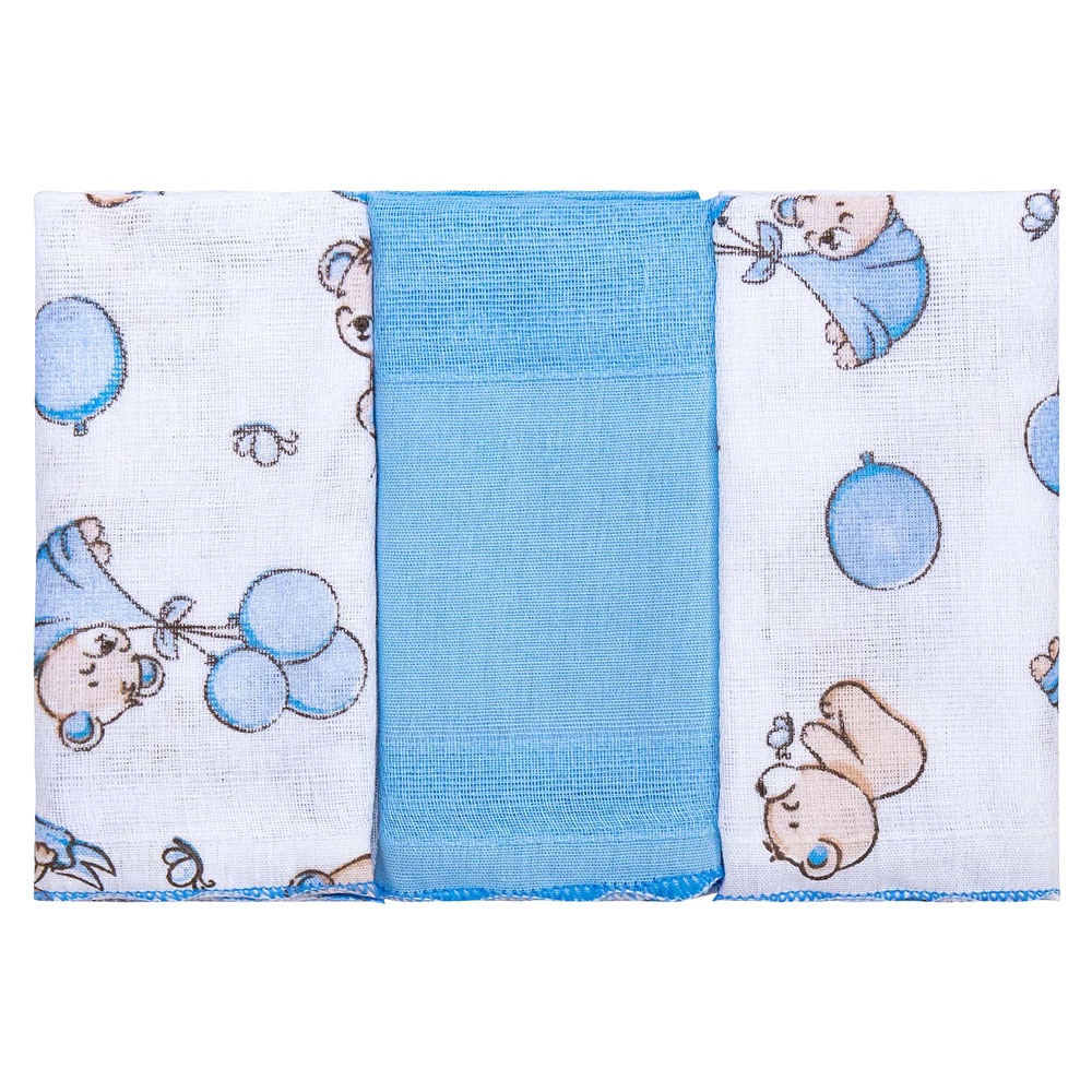Kit pano de boca branco estampa urso 3 pçs