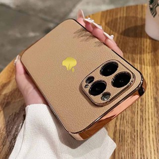 Capa De Luxo Para Telefone De Revestimento De Couro De Cordeiro iPhone 15 14 13 12 11 Pro Max 13Pro Proteção De Lente À Prova De Choque