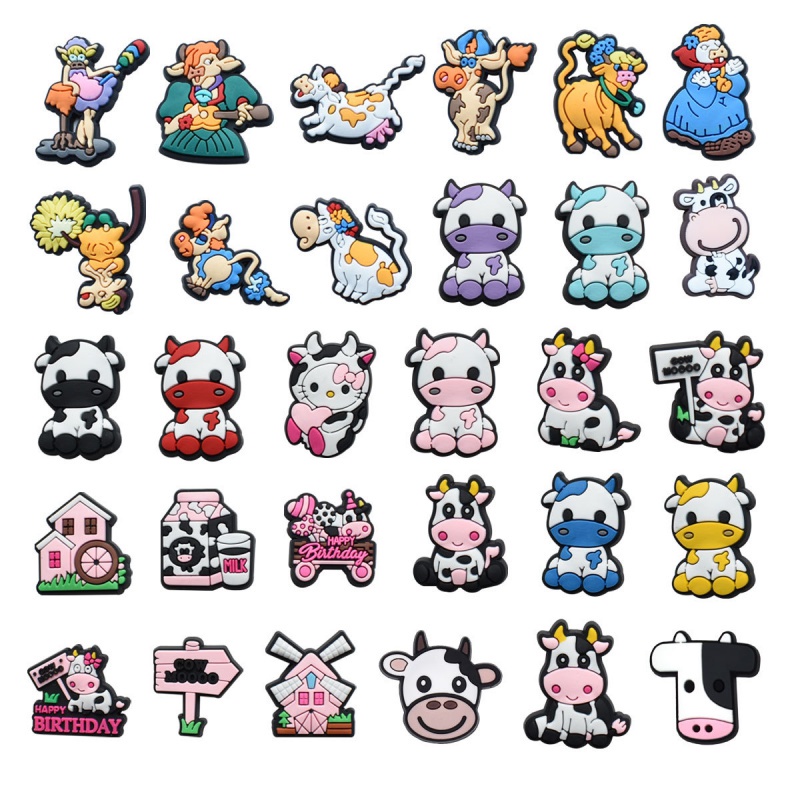 Encantos de sapatos de decorações de As vacas acessórios de PVC com botão e sandálias pinos de pingente com presentes