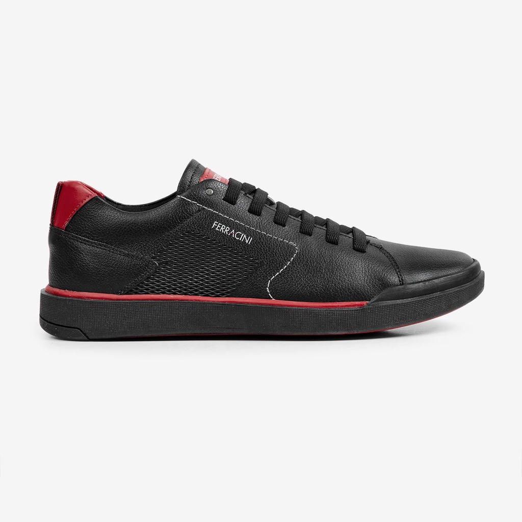 Sapatênis Masculino Couro Legítimo Ferracini Esportivo Star Preto Sola Vermelha 1055B em Oferta na Shopee