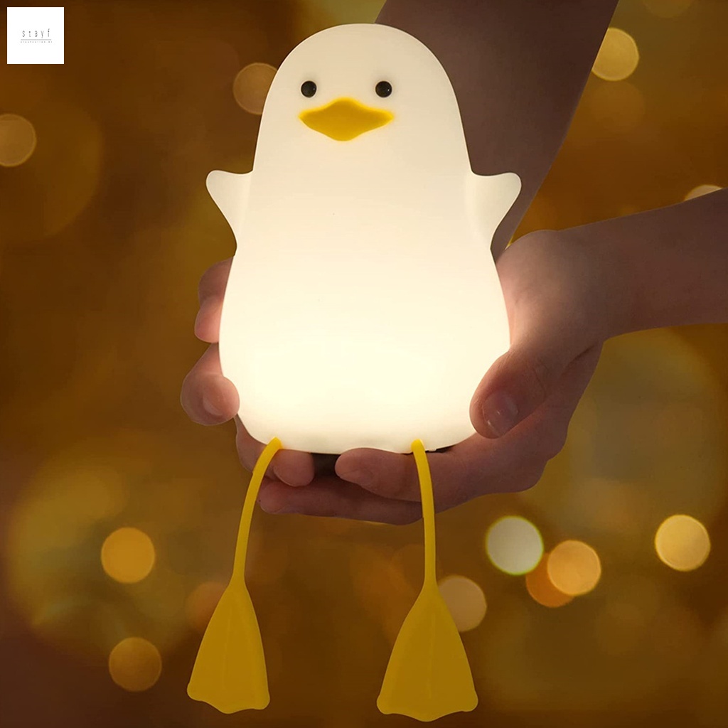 Lâmpada Noturna LED Desenho Animado Silicone USB Luz Dormindo Recarregável Patting Quarto Luminária De Pato Para Crianças Presente