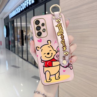 Para Motorola Moto G10 G20 G30 G22 G52 G53 G60 G9 Play Plus E7i Power (com pulseira) Lovely Winnie Bear Case Full Lens Protection Soft Plating TPU Phone Casing