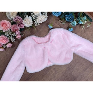 Bolero infantil rosa pelinho pele branco off white 1 a 6 anos P M G em Oferta na Shopee