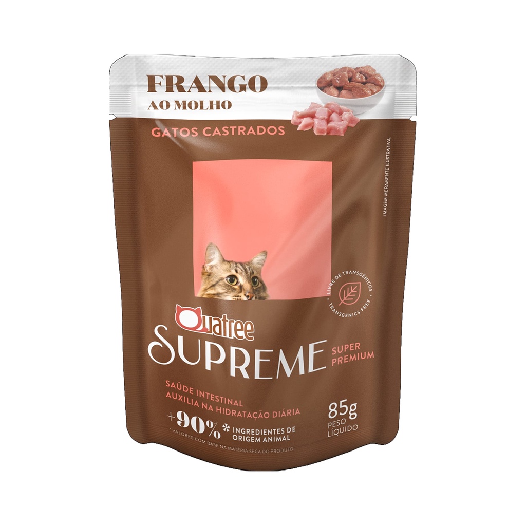 Ração Úmida Quatree para Gatos Supreme Adulto Sabor Frango 85gr - Pets