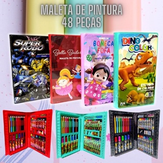 Estojo Maleta kit Pintura com 48 Peças Infantil Canetinhas Giz Lápis em Oferta na Shopee