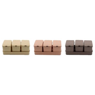 3 Porta Temperos Lyor Lines de Bambu e PP com Colher Cinza