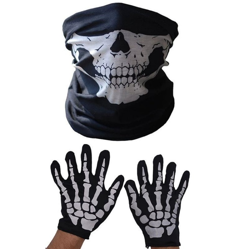Halloween Esqueleto Máscara Set/Horror Luvas de Esqueleto/Performance Festa Dress up Props