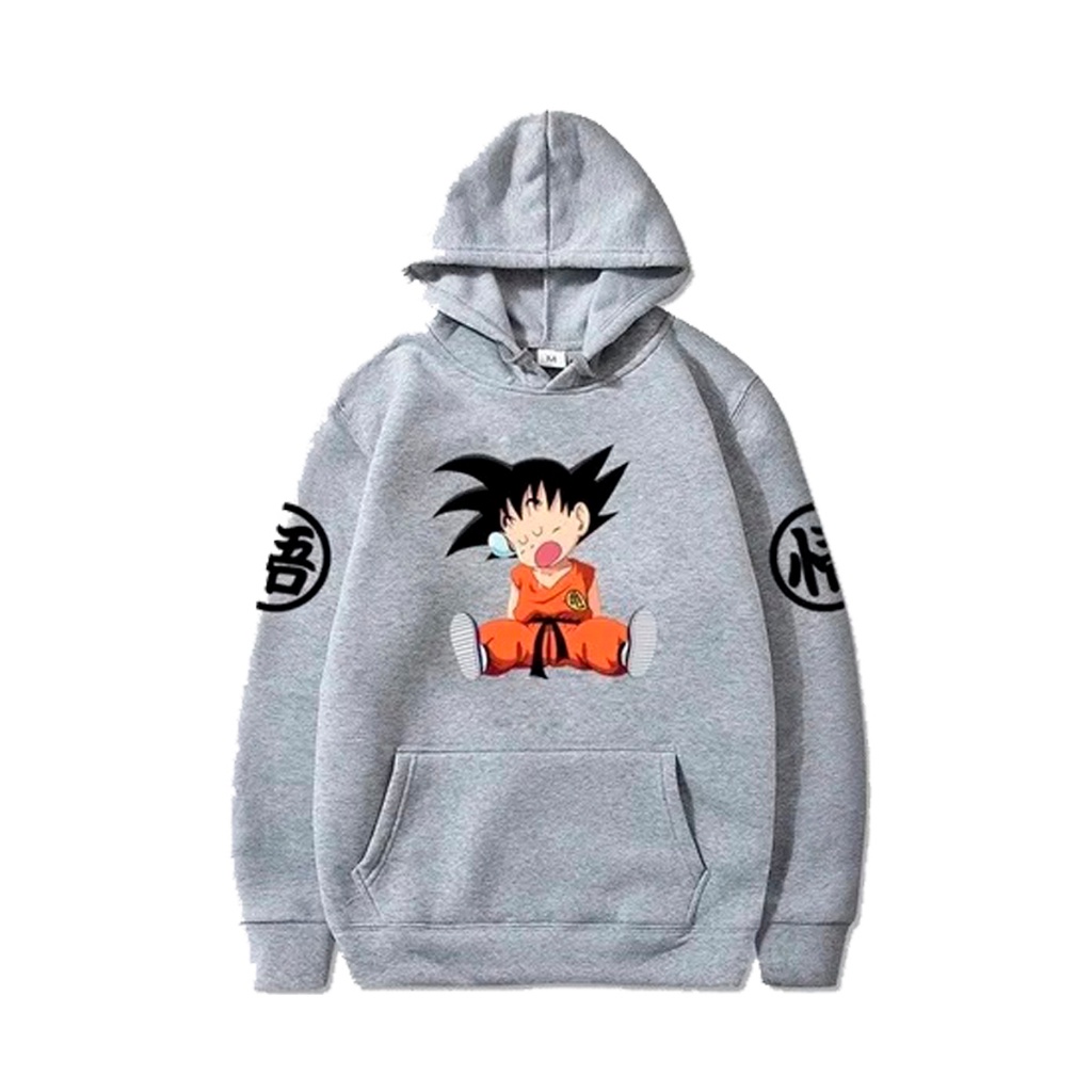 Moletom Canguru Infantil Goku Kids Blusa de Frio Estampada anime masculino algodão flanelada com bolso e capuz