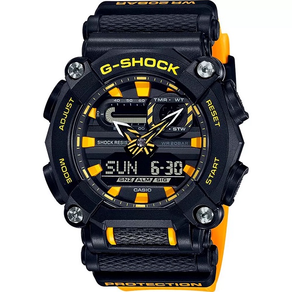 Relógio Masculino G-Shock Anadigi Amarelo A Prova D'Água Original Presente Moda Gift Aniversário Tendência Estilo Homem Esposo Marido Namorado Pai Barato GA-900A-1A9DR