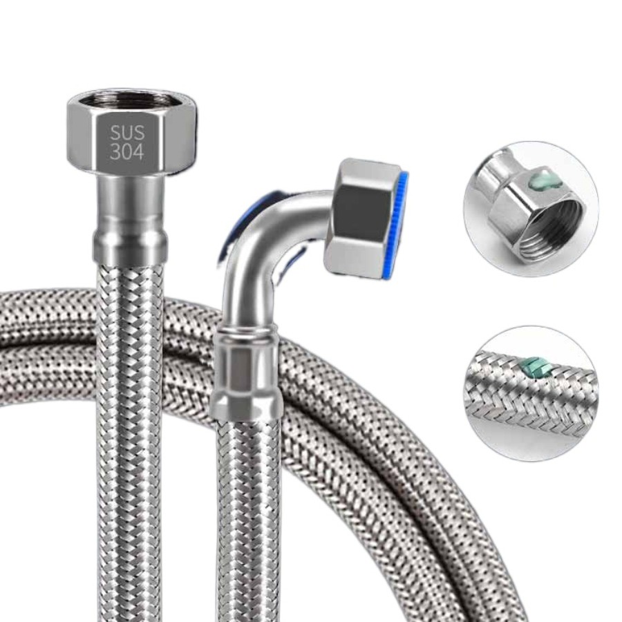 [WDY] Mangueira de cotovelo Premium Mangueira de entrada de água de 90 graus Villa Dedicada 304 Conexões para tubos trançados de aço inoxidável Metal em ângulo reto Explosão de água quente e fria...