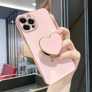 Revestimento 3D Suporte De Coração Capa Para iPhone 13 12 11 14 Pro Max 14 Plus Mini X XR XS 6 7 8 SE2 De Silicone Macio