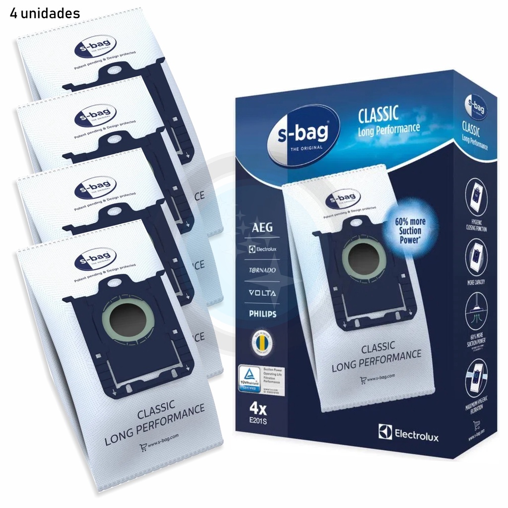 4 Sacos Descartável S-bag Philips Electrolux Equipt