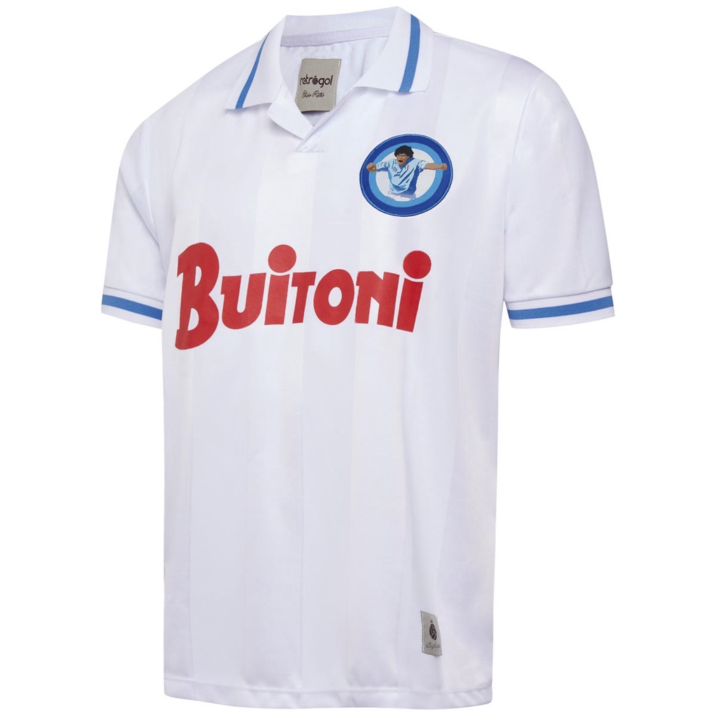 Camisa Napoli Retrô 1986 Maradona Branca Masculina - Sports & Outdoors