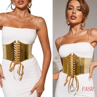 FASH Gold Cinto De Espartilho Vestido Largo Ouro Para Elástico