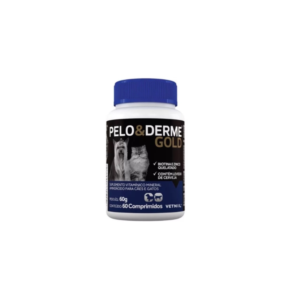 Pelo & Derme Gold Suplemento Para Cães e Gatos Vetnil 60Comp em Oferta na Shopee