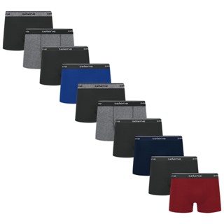 Kit com 10 Cuecas Modelo Boxer Cós Elástico Algodão Selene
