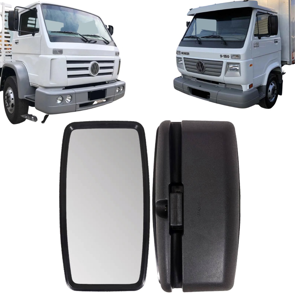 Espelho Retrovisor Plano Caminhão Volkswagen Worker Delivery 5140 8150 9150 17210 18310 23220 31310 37x21cm Bepo W905