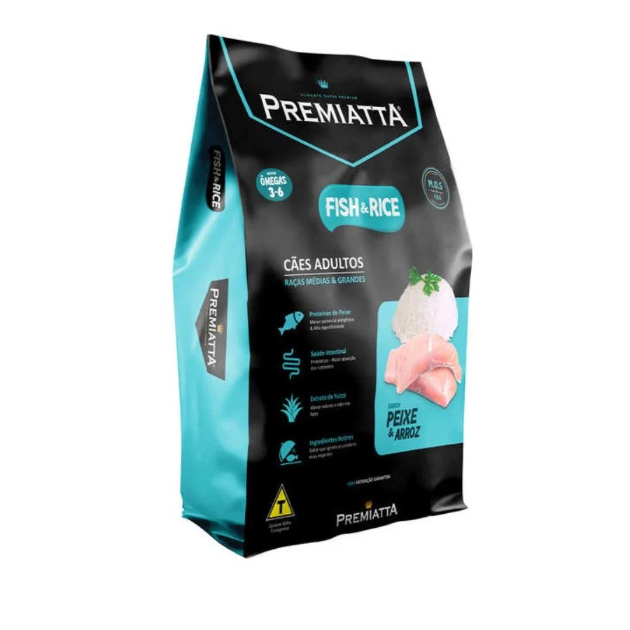 Ração Premiatta Nutricare Fish e Rice Cães Adultos Raças Médias e Grandes 15kg