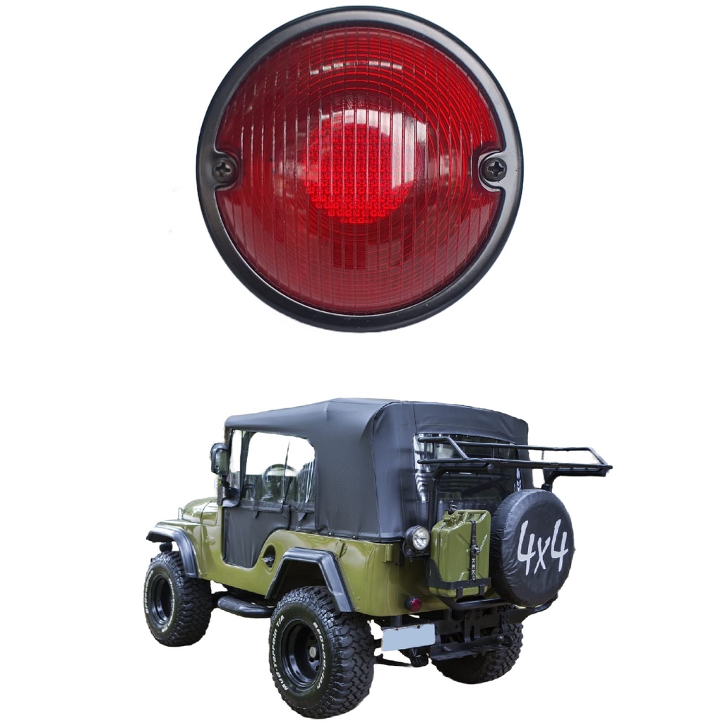 Lanterna Traseira Jeep Ford Willys Todos Aro Preto Com Vigia (Luz De Placa)