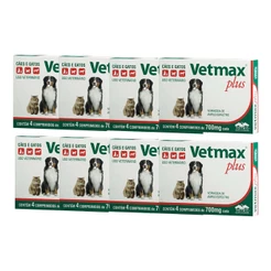 Vetmax Plus 700mg Vetnil 4 comp. Cães e Gatos Kit com 8