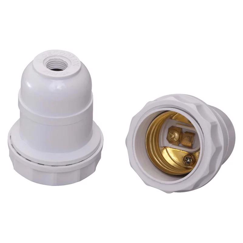 Bocal Com Soquete E27 Para Lâmpada Led Com Borne Para Abajur Branco