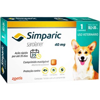Simparic 40 mg para Cães de 10,1 a 20 Kg - 1 Comprimido
