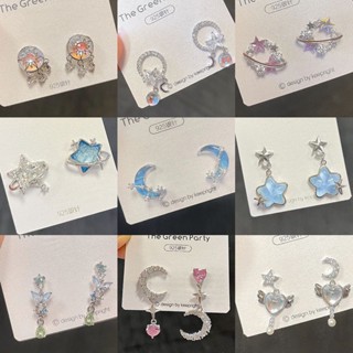 Brincos De Borboleta Coração De Estrela Da Lua De Cristal Coreano Para Menina