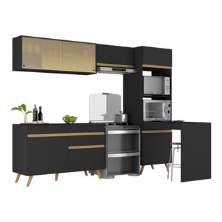 Cozinha Completa 5 peças c/ Armário e Balcão MP3714 Veneza GB Preta