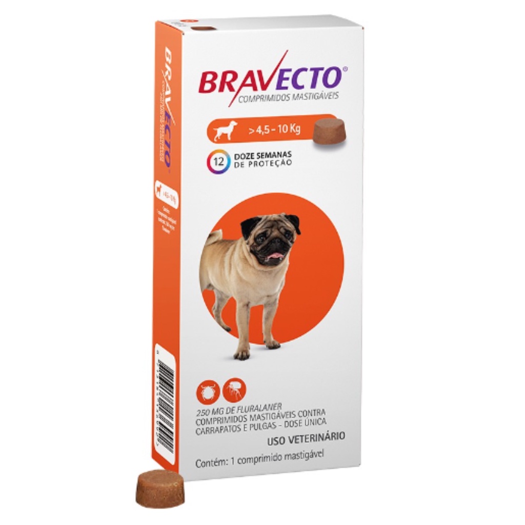 Bravecto Cães De 4,5 A 10kg 250mg Antipulgas e Carrapatos em Oferta na Shopee